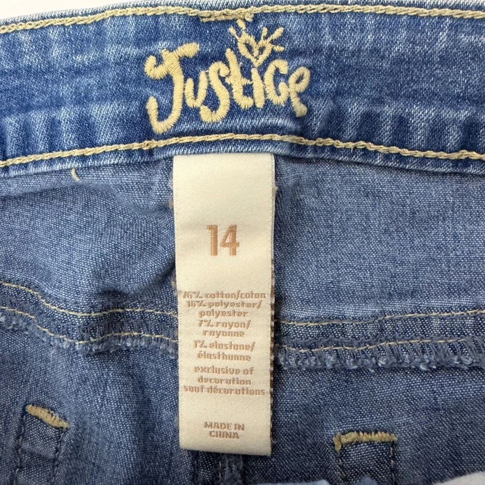 Justice Denim Shorts Girls 14 Lace Trim Boho Cottagecore Festival Coquette